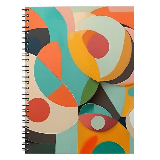 Caderno Espiral Pintura Moderna de Meados do Século, Várias Cores (Frente)
