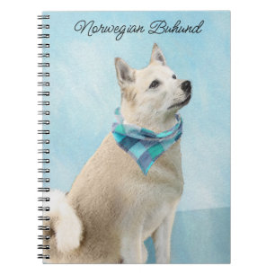 Caderno Espiral Pintura Norueguesa de Buhund - Arte Cachorra Origi