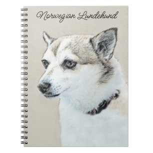 Caderno Espiral Pintura Norueguesa De Lundehund - Arte Original De