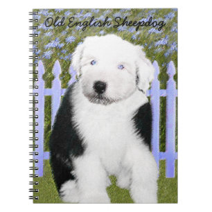 Caderno Espiral Pintura para papoilas de Sheepdog Inglês - Arte p