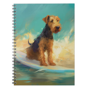 Caderno Espiral Pintura para surfar na praia de Airedale