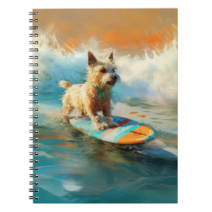 Caderno Espiral Pintura para surfar na praia do Biewer Terrier