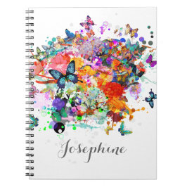 Caderno Espiral Pintura personalizada borboletas Pop Art