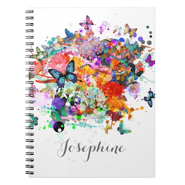 Caderno Espiral Pintura personalizada borboletas Pop Art (Frente)