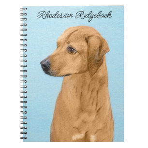 Caderno Espiral Pintura Ridgeback da Rodésia - Arte Cachorra Origi
