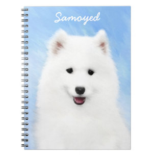 Caderno Espiral Pintura Samoyed Puppy - Arte Cachorra Original