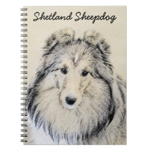 Caderno Espiral Pintura Shetland Sheepdog - Arte Cachorreira Origi