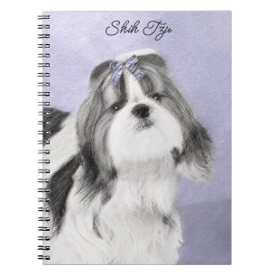 Caderno Espiral Pintura Shih Tzu - Arte Cachorosa Original