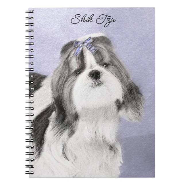 Caderno Espiral Pintura Shih Tzu - Arte Cachorosa Original (Frente)
