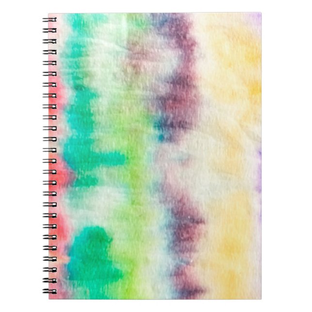 Caderno Espiral Pintura Suja Negra. Padrão Shibori. Pincel Rosa (Frente)