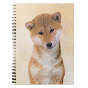 Caderno Espiral Pintura (vermelha) de Shiba Inu - arte original do