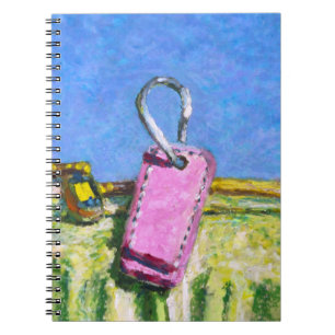 Caderno Espiral Pinturas expressionistas com etiqueta rosa iPad mi