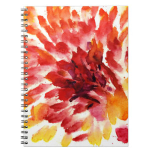 Caderno Espiral Pinturas florais abstratas 5 da aguarela