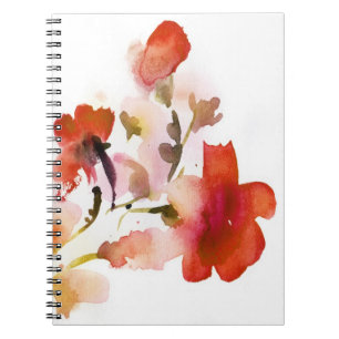 Caderno Espiral Pinturas florais abstratas da aguarela