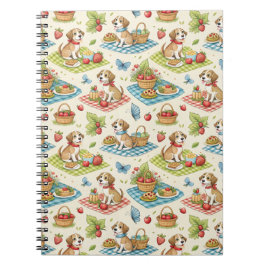 Caderno Espiral Piquenique de Cachorros Fofos Arte de Verão - Padr
