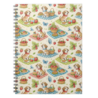 Caderno Espiral Piquenique de Cachorros Fofos Arte de Verão - Padr