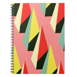 Caderno Espiral Pirâmides 3D: Vintagem Geométrica Retroativa.