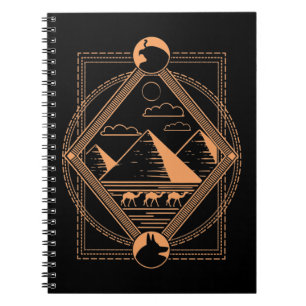 Caderno Espiral Pirâmides Egípcias Camelos Anubis Horus Geometri