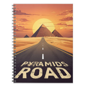 Caderno Espiral Pirâmides Estrada do Pôr do Sol Arte de Viagem Egi