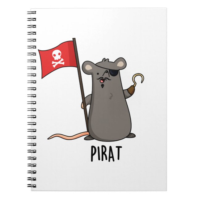 Caderno Espiral Pirat Funny Pirate Rat Pun (Frente)