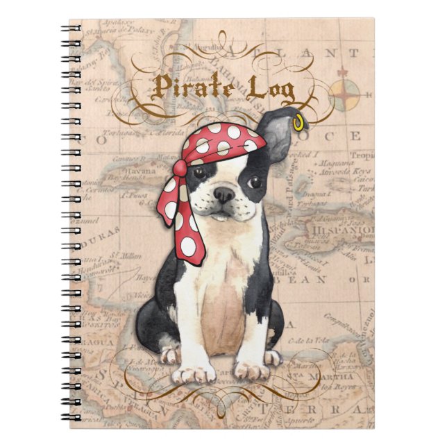 Caderno Espiral Pirata de Boston Terrier (Frente)