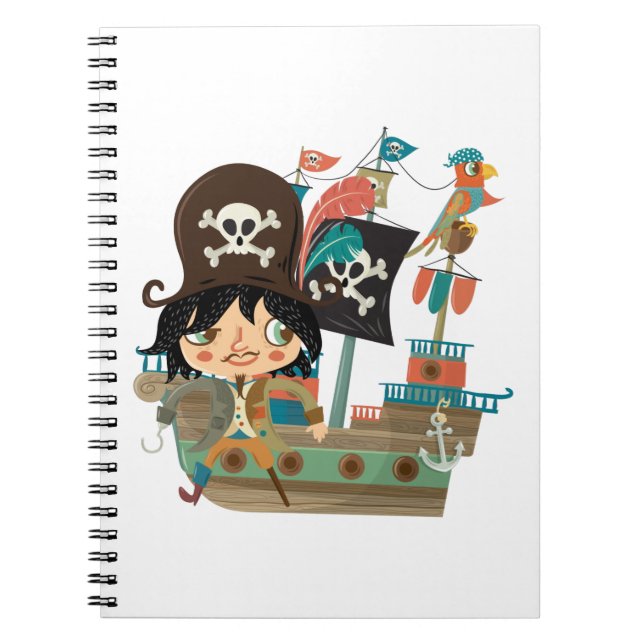 Caderno Espiral Pirata e navio de pirata (Frente)