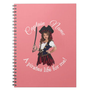 Caderno Espiral Pirata Rosa Divertida