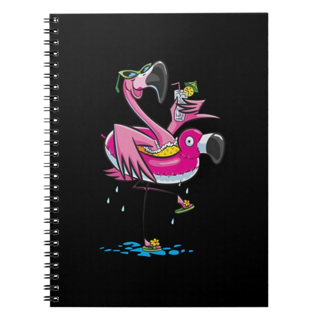 Caderno Espiral Piscando| Flamingo Go Natação (Frente)