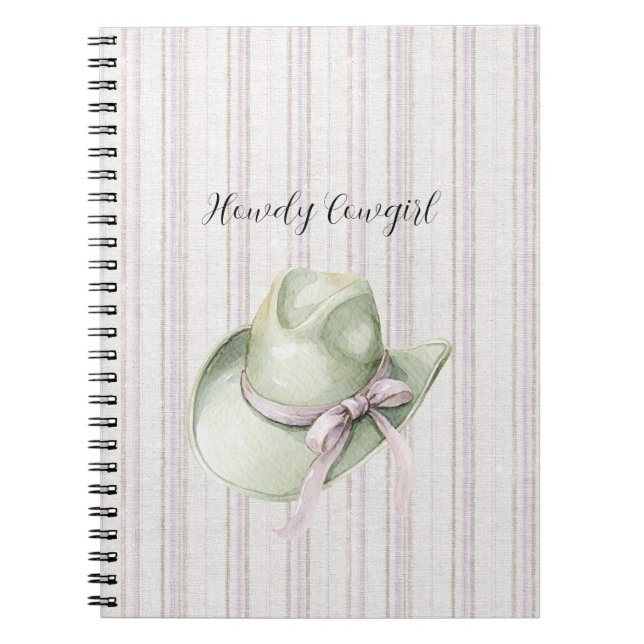 Caderno Espiral Pistachio Green Lavender Cowgirl Hat Bow (Frente)
