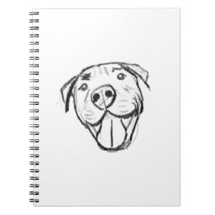 Caderno Espiral pitbull desenhando simples amantes de cachorro pre
