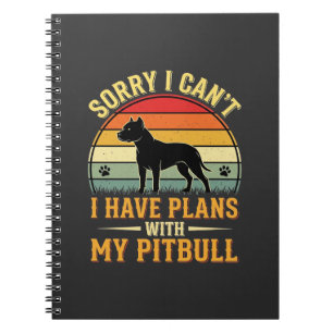 Caderno Espiral Pitbull Planeja Amante de Cão do Pôr do Sol Vintag