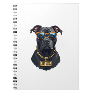 Caderno Espiral Pitbull Vintage Legal com Óculos de Sol e Corrente