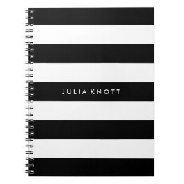 Caderno Espiral PixDezines preto+listras brancas/ajustável/cor DIY