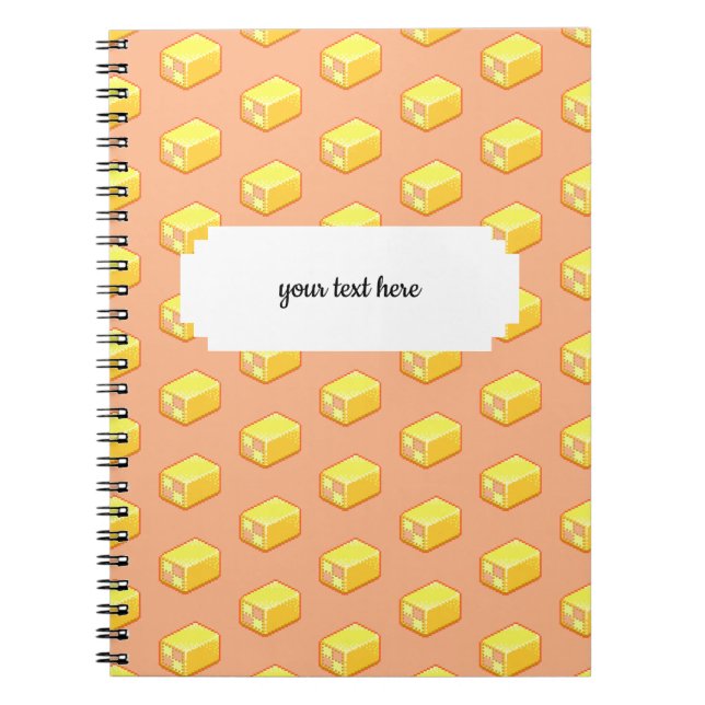 Caderno Espiral Pixel Art Pink & Yellow Battenberg Cake (Frente)