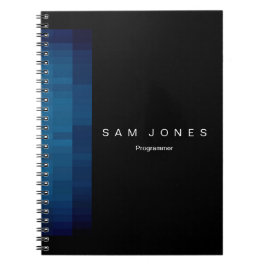 Caderno Espiral Pixel Preto e Azul Moderno