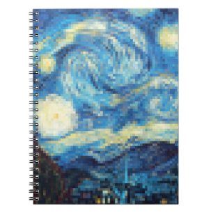 Caderno Espiral Pixelada Starry Night por Van Gogh