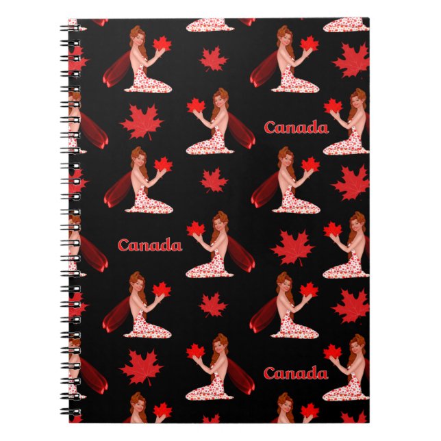 Caderno Espiral Pixie canadense com Folha de Maple (Frente)
