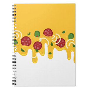 Caderno Espiral Pizza de Queijo Derretido Divertida Retro Keto Fes