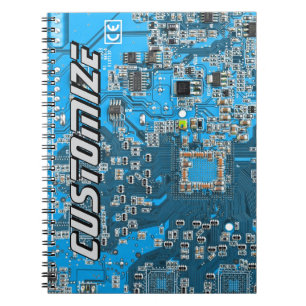 Caderno Espiral Placa de Circuito PCB Azul Personalizada para Prof