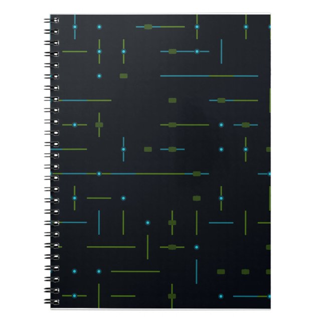 Caderno Espiral Placa de Circuito Tech Padrão Sem Costura (Frente)