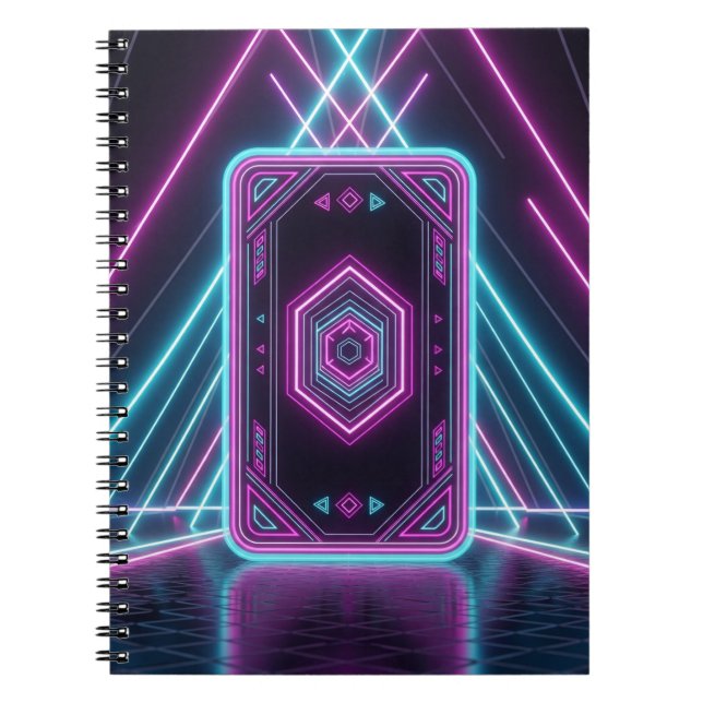 Caderno Espiral Placa de jogos futurística Neon (Frente)
