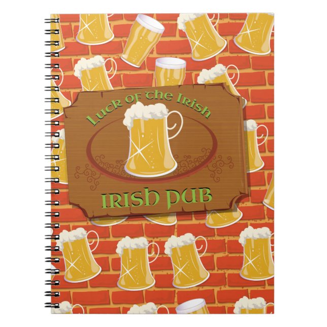 Caderno Espiral Placa de Pub Irlandês (Frente)