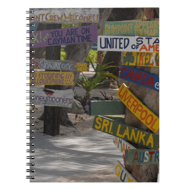 Caderno Espiral Placa de Sinalização Rum Point Grand Cayman (Frente)