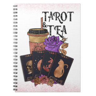 Caderno Espiral Placa de Tarot e Chá Mágica