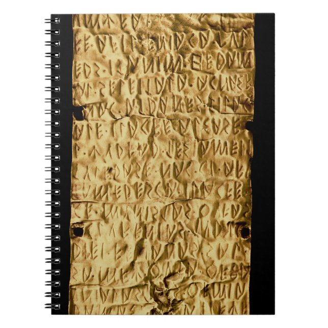 Caderno Espiral Placa Dourado com inscrição "longa" de Etruscan (Frente)