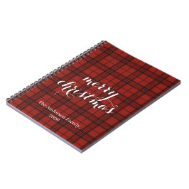 Caderno Espiral Plaid Clássico Feliz Natal Festivo -