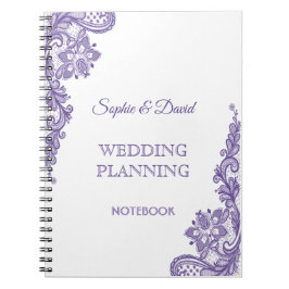Caderno Espiral Planeador de Casamento de Lugar Ultra Violeta Mode