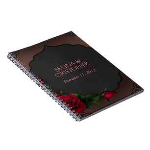 Caderno Espiral Planeador de Casamento de Rosas vermelhas Gótica