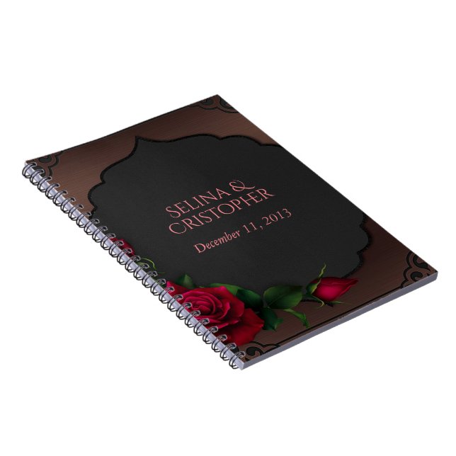 Caderno Espiral Planeador de Casamento de Rosas vermelhas Gótica (Lado Direito)