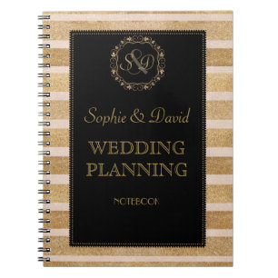 Caderno Espiral Planeador de Casamento Romântico de Rosa Dourado 